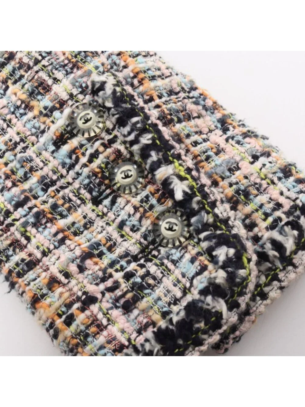 Chanel CC Logo Button Tweed Jacket Multicolor